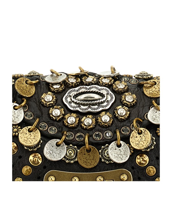 Campomaggi - Leather Shoulder Bag with Flap and Studs, Size S
