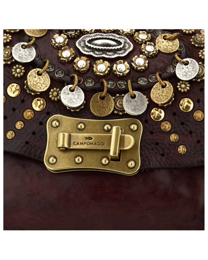 Campomaggi - Leather Shoulder Bag with Flap and Studs, Size S