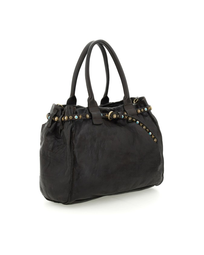Campomaggi - Large Shopping Bag with Studs and Rhinestones in
