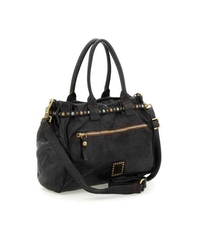 Campomaggi - Large Shopping Bag with Studs and Rhinestones in