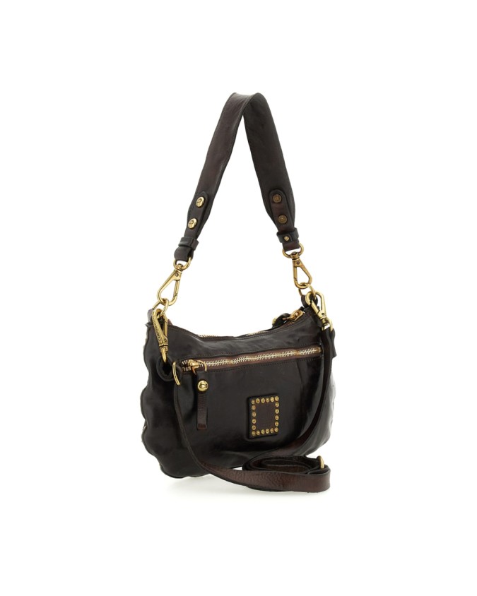  Campomaggi - Borsa a Spalla con Borchie in Pelle di Vacchetta