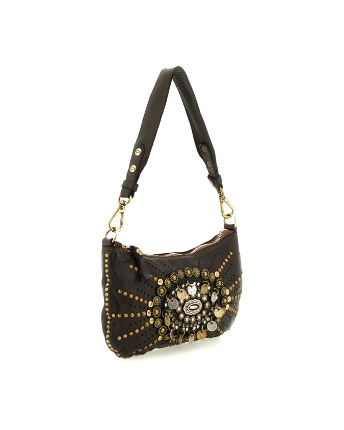  Campomaggi - Borsa a Spalla con Borchie e Strass in Pelle di