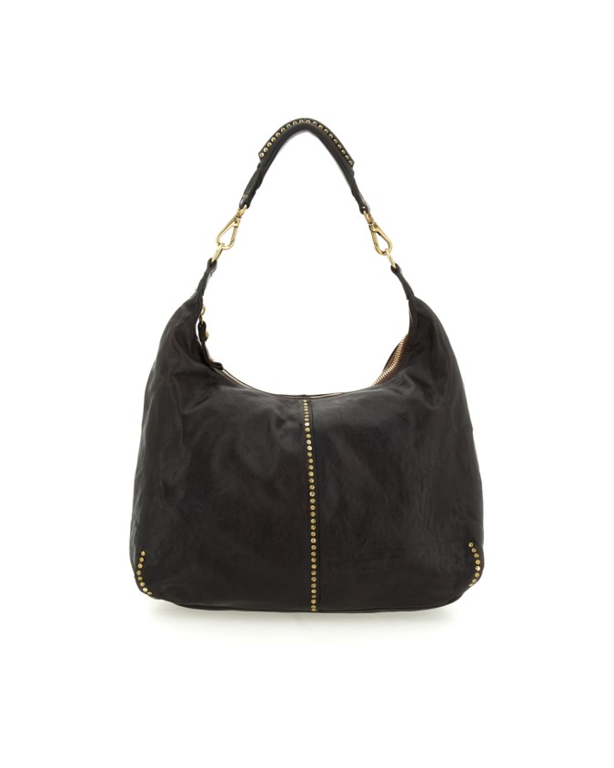  Campomaggi - Borsa Hobo con Borchie in Pelle di Vacchetta