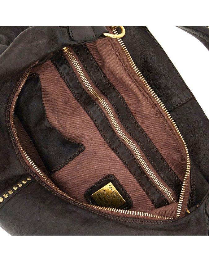 Campomaggi - Borsa Hobo con Borchie in Pelle di Vacchetta Wanda