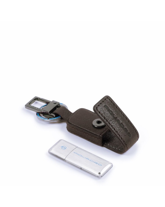 PIQUADRO - Custodia in pelle e chiavetta USB 16 GB - Testa di moro -