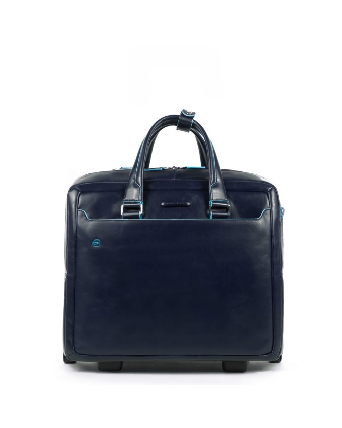 Piquadro - Cartella trolley 2 ruote in pelle Blue Square