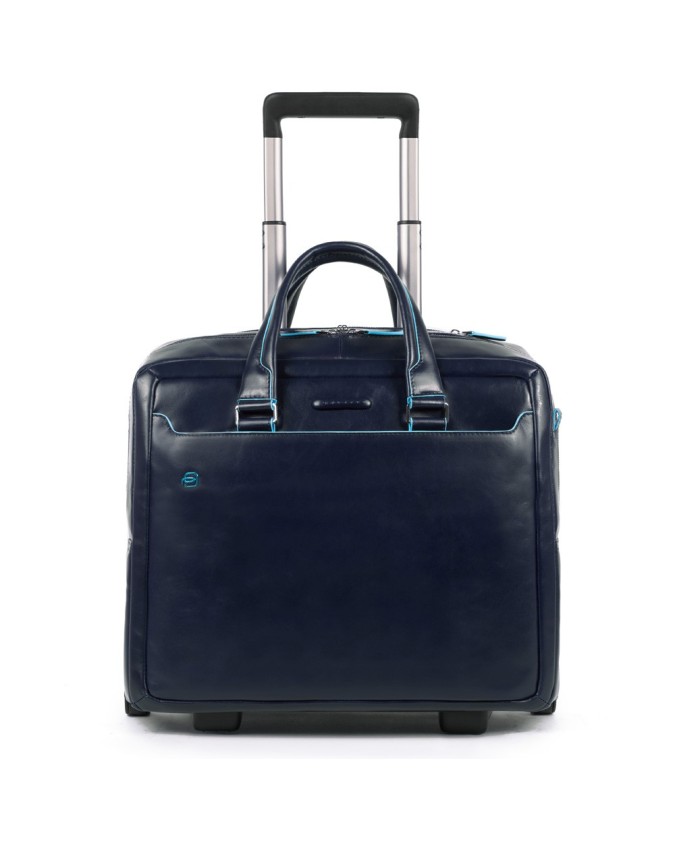 Piquadro - Cartella trolley 2 ruote in pelle Blue Square