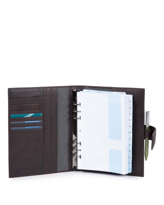 PIQUADRO - Organizer grande con patta, porta penne - Testa di moro -