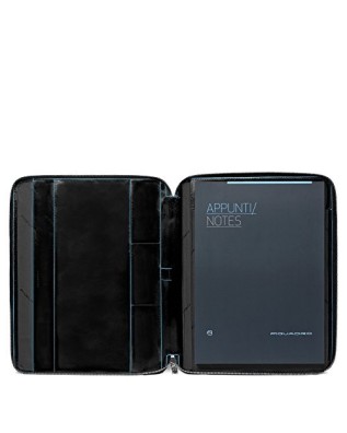 Piquadro - Portablocco sottile A4 in pelle con lampo Stationery
