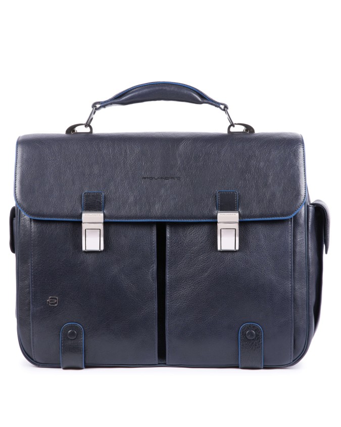 Piquadro - Cartella due tasche due chiusure in pelle Blue Square - CA1068B2S