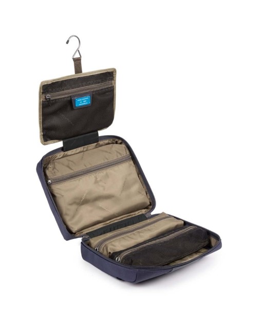 Beauty case Piquadro - Beauty case con gancio in pelle e tessuto