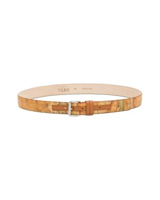 Alviero Martini Prima Classe - Cintura con fibbia logata platino Geo Classic