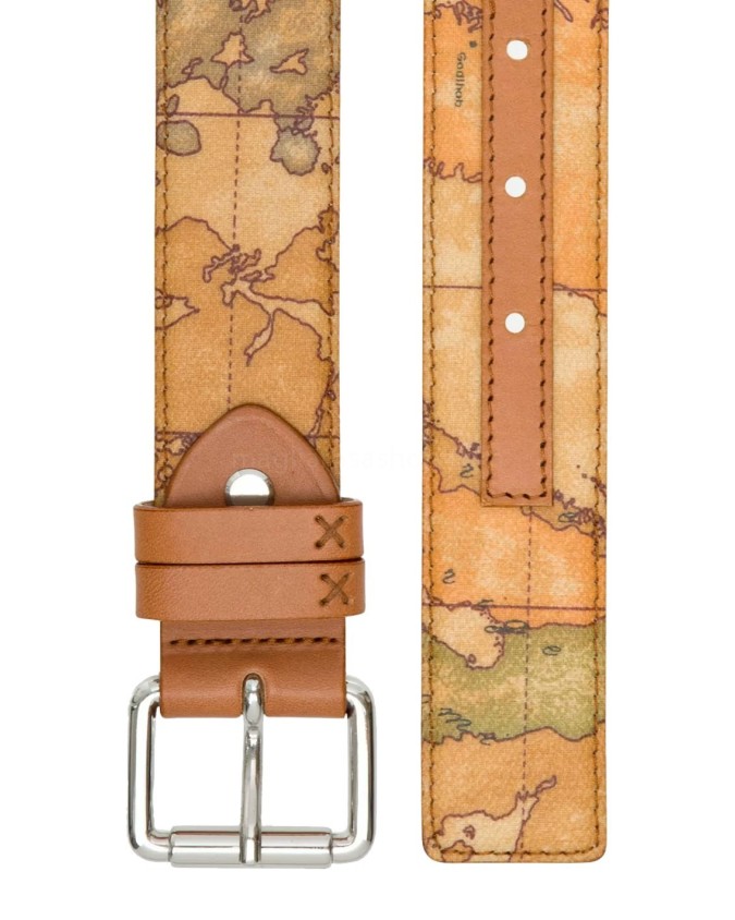 Alviero Martini Prima Classe - Cintura con fibbia logata platino Geo Classic