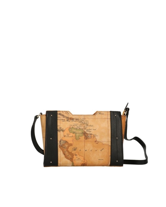 Alviero Martini Prima Classe - Borsa a tracolla piccola in pelle e tessuto  stampato Geo Classic