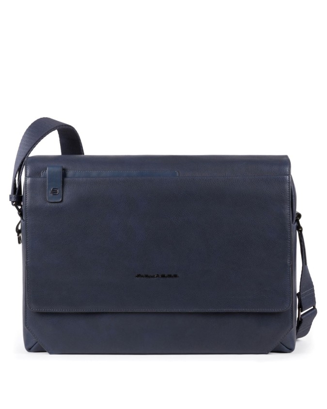Piquadro - Borsa messenger in pelle con patta porta pc 14'' e tracolla
