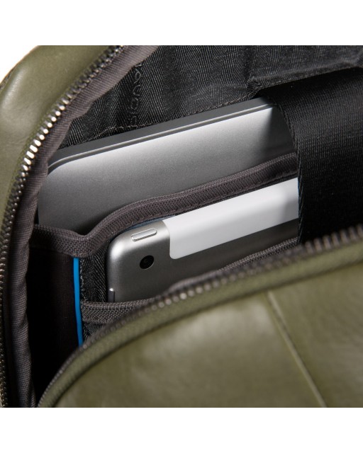 Piquadro - Zaino grande in pelle porta pc 14'' con sistema RFID Obidos
