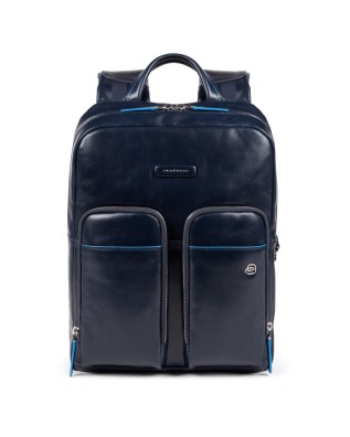 Zaini Porta PC Piquadro - Zaino piatto in pelle con zip porta