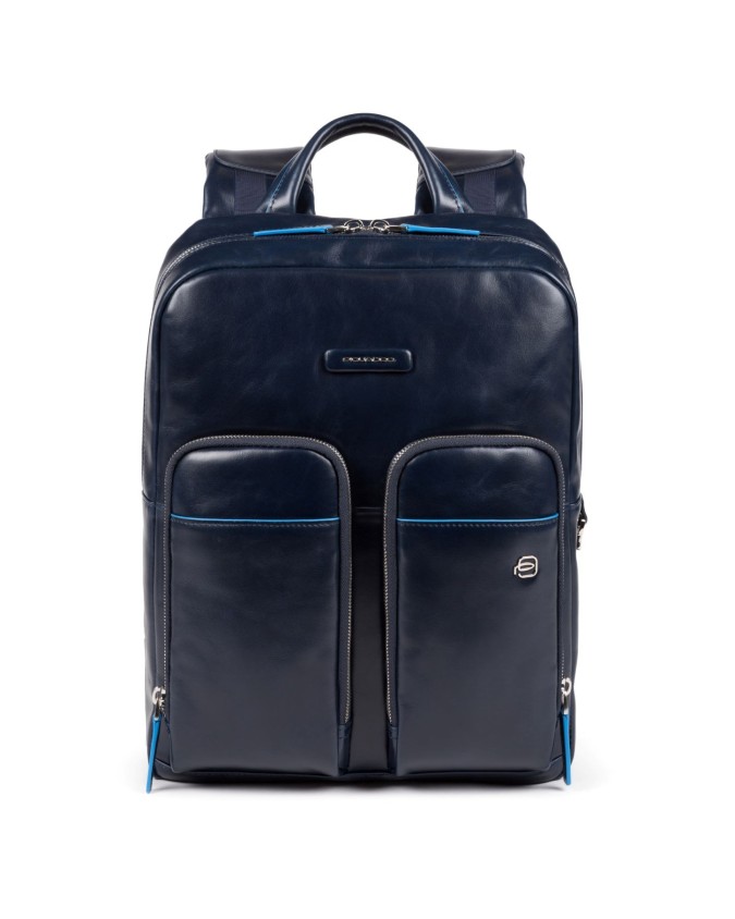 Piquadro - Zaino piatto in pelle con zip porta pc 13.3''