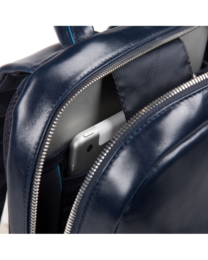 Piquadro - Zaino piatto in pelle con zip porta pc 13.3''