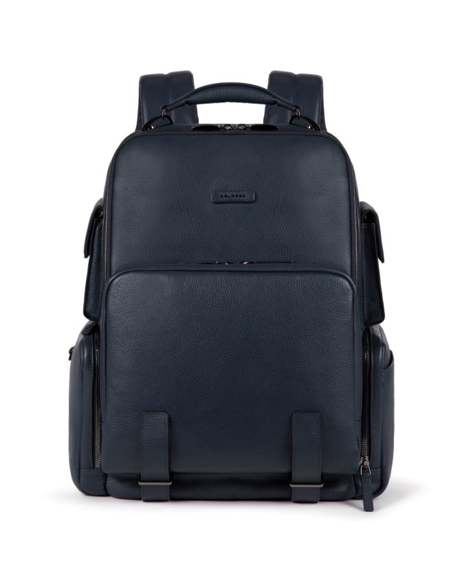 Piquadro - Zaino da viaggio in pelle porta pc 15.6'' e porta Ipad 10.5'' /  9.7''