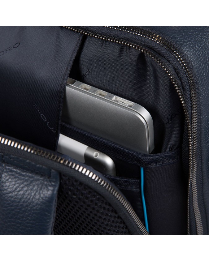 Piquadro - Zaino da viaggio in pelle porta pc 15.6'' e porta Ipad 10.5'' /  9.7''