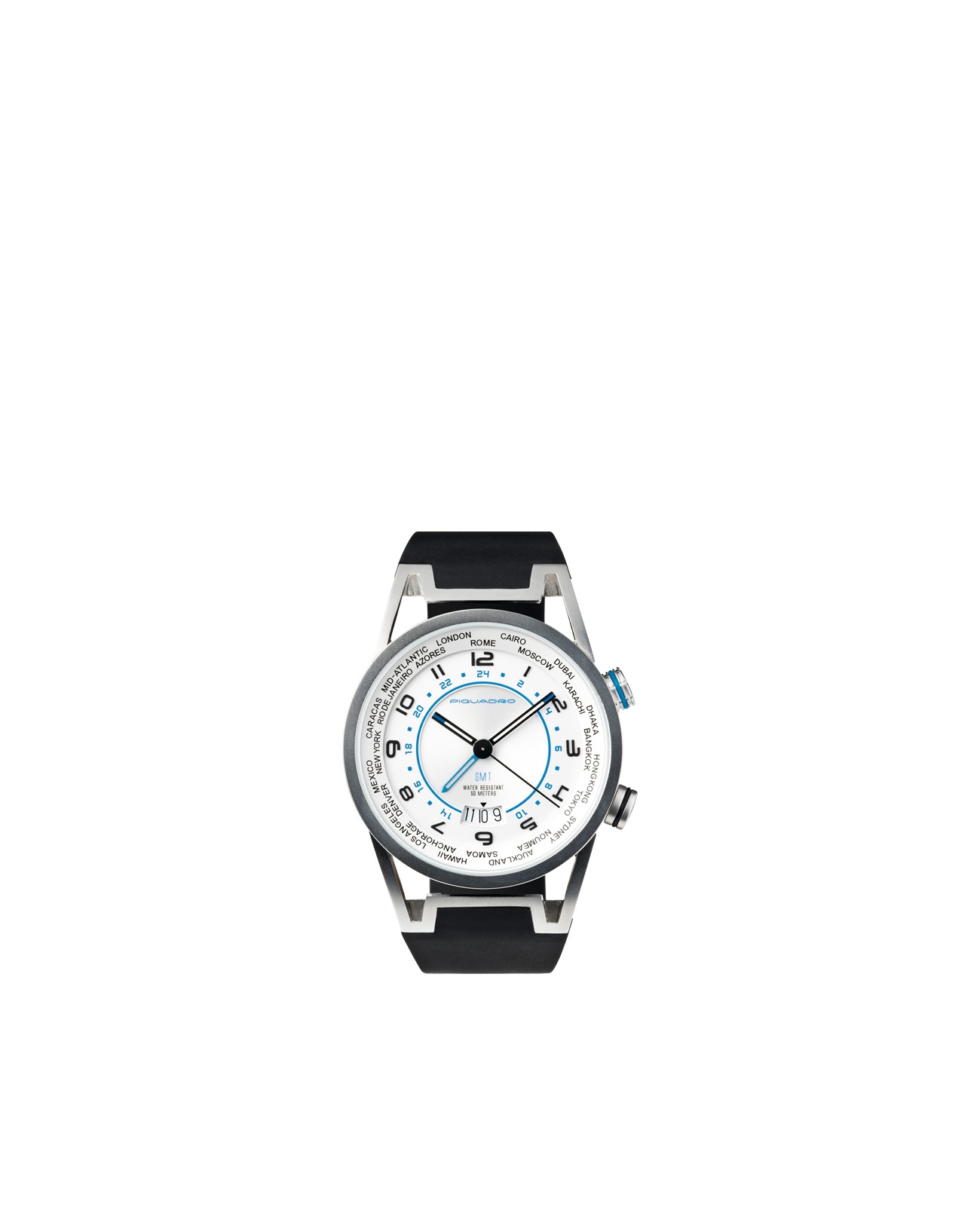 PIQUADRO - Orologio GMT quarzo acciaio sabbiato - Grigio - OR1002WW/GR su