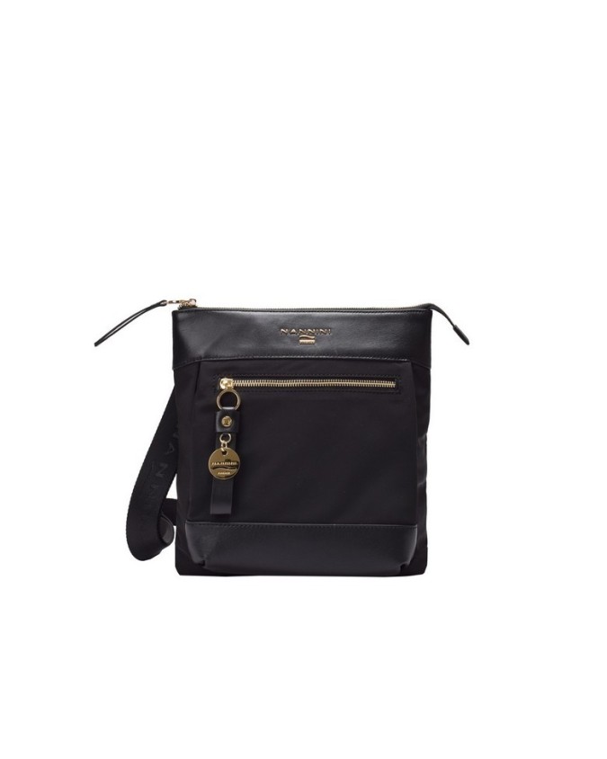 Nannini - Borsa a tracolla donna con inserti in pelle e tessuto