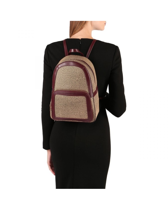 BORBONESE ZAINO MEDIUM ZIP TONDA Donna Beige Marrone | Mascheroni Store