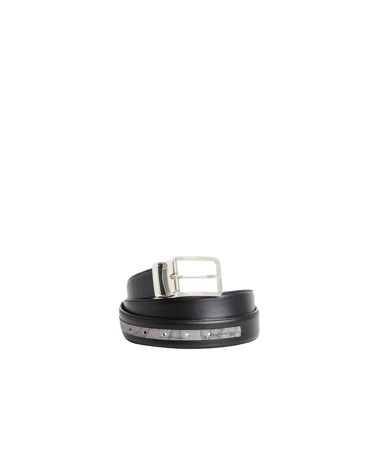 Alviero Martini Prima Classe - Cintura uomo in pelle Dark Mood rifinita in  tessuto Geo Dark h