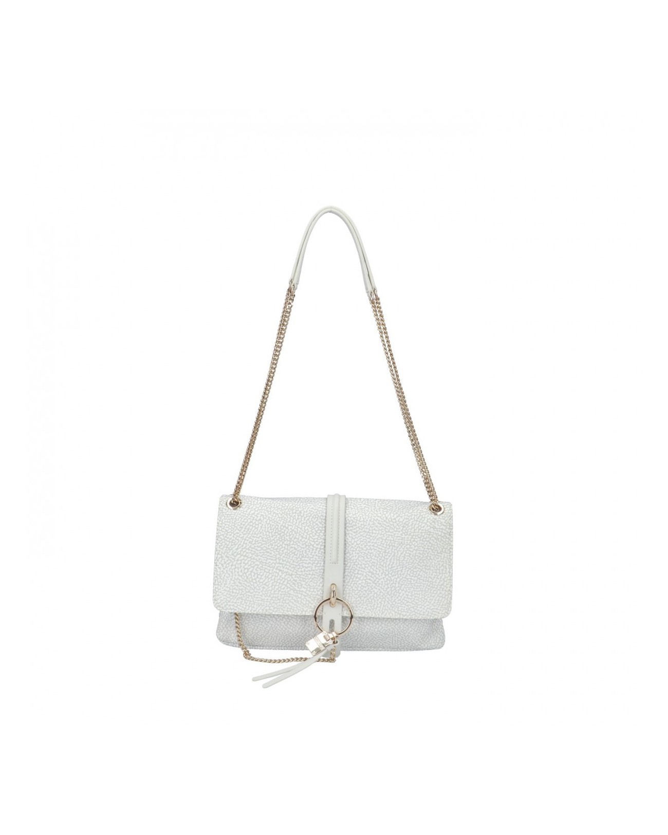 Borbonese - Borsa a tracolla media con catenella in Nylon Op
