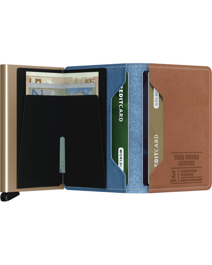 Portafogli Uomo Secrid - Slimwallet in pelle e alluminio Indigo