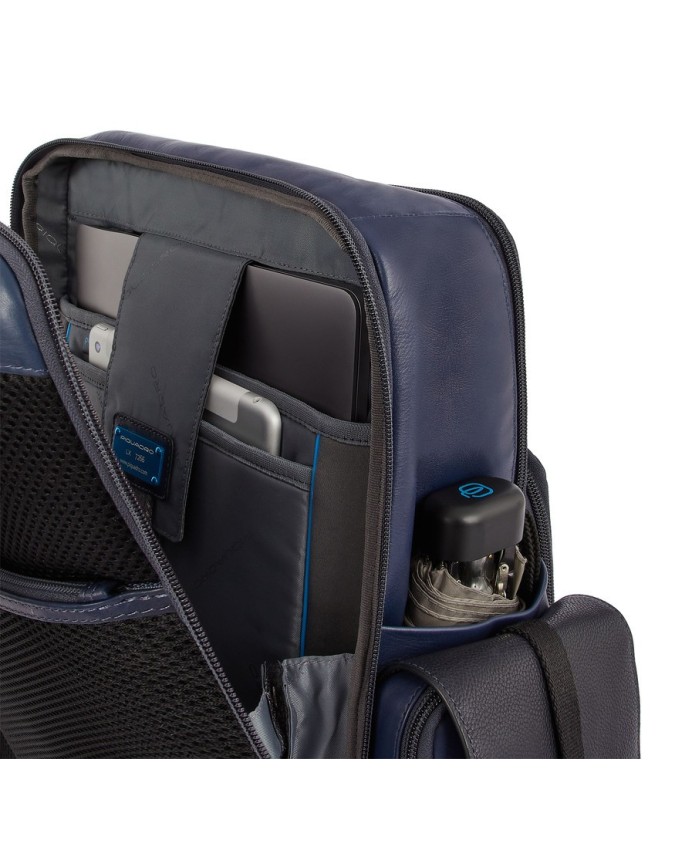 Piquadro - Zaino in pelle porta laptop 15,6'' e Ipad 12,9'' con sistema RFID