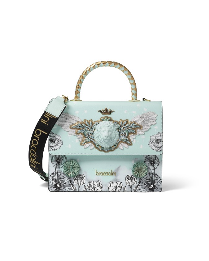 Braccialini - Borsa a mano piccola in pelle con patta e magnete Audrey