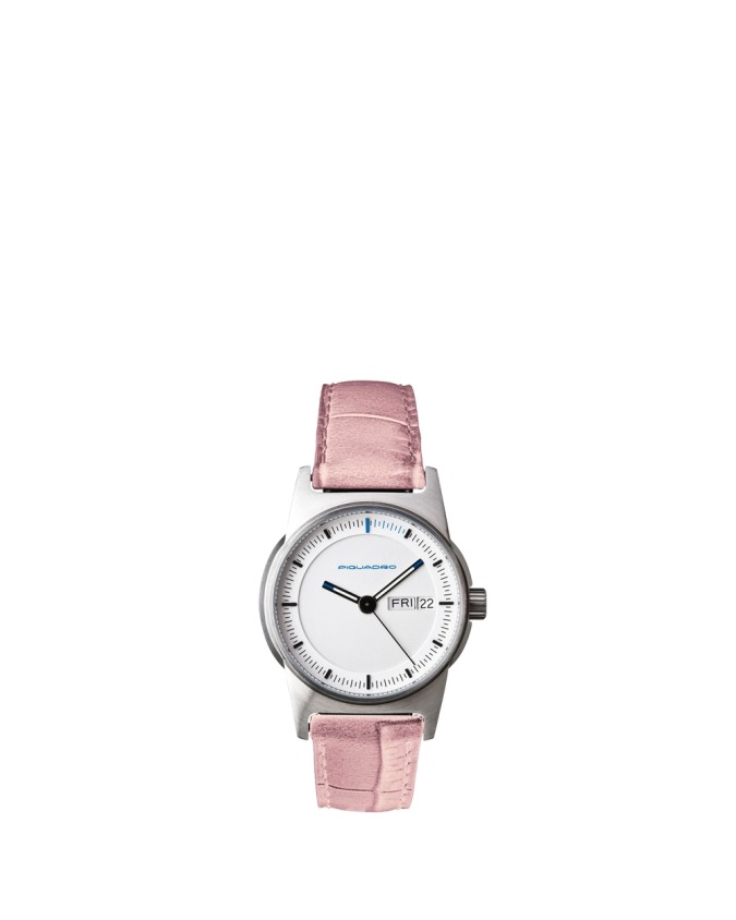 PIQUADRO - Orologio SOLO TEMPO q.zo 34 mm acc sat, cint cocco - Rosa antico  -