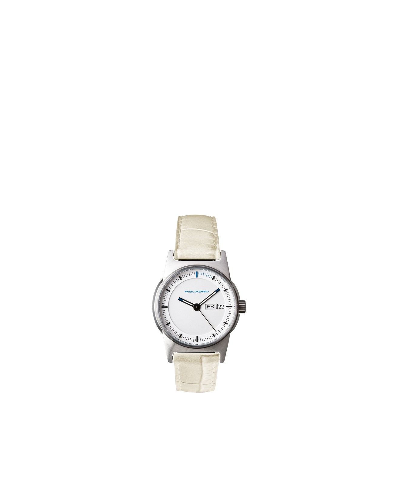 PIQUADRO - Orologio SOLO TEMPO q.zo 34 mm acc sat, cint cocco - Bianco -