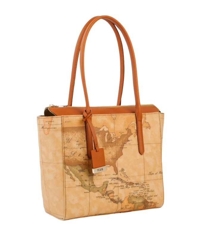 Alviero Martini Prima Classe -  Borsa shopping media in tessuto Geo Classic