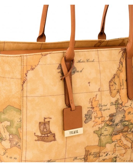 Alviero Martini Prima Classe - Borsa shopping grande in tessuto Geo Classic