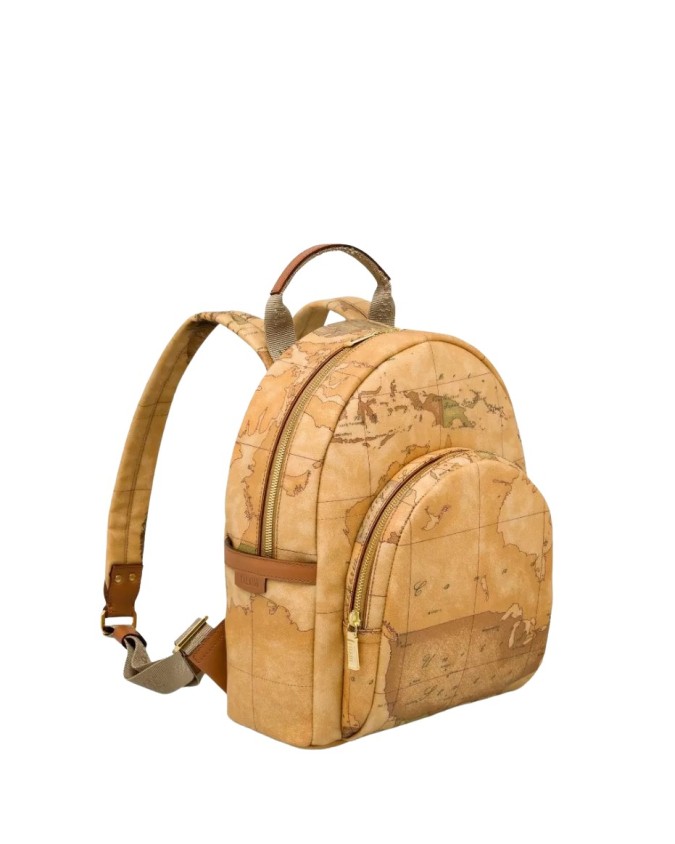 Alviero Martini Prima Classe - Zaino piccolo doppia zip in tessuto Geo Classic