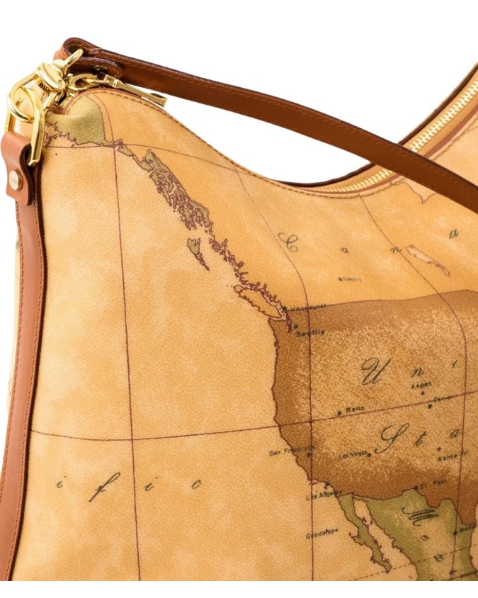 Alviero Martini Prima Classe - Borsa media a spalla in tessuto stampato Geo Classic