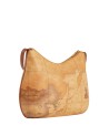Alviero Martini Prima Classe - Borsa Media a tracolla i pelle e tessuto goffrato Geo Classic