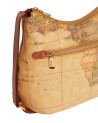 Alviero Martini Prima Classe - Borsa Media a tracolla i pelle e tessuto goffrato Geo Classic