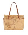 Alviero Martini Prima Classe -  Shopping bag con fibbie in pelle naturale e tessuto goffrato Geo Classic