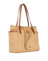 Alviero Martini Prima Classe -  Shopping bag con fibbie in pelle naturale e tessuto goffrato Geo Classic