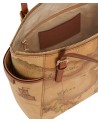 Alviero Martini Prima Classe -  Shopping bag con fibbie in pelle naturale e tessuto goffrato Geo Classic