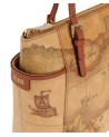 Alviero Martini Prima Classe -  Shopping bag con fibbie in pelle naturale e tessuto goffrato Geo Classic