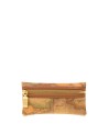 Alviero Martini Prima Classe - Pochette portachiavi in pelle naturale e tessuto Geo Classic