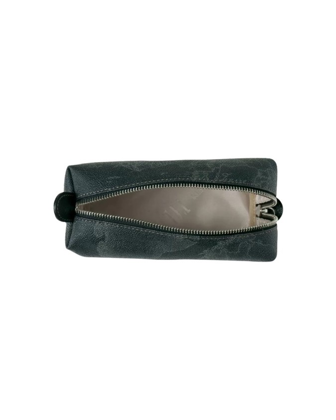 Alviero Martini Prima Classe - Astuccio in tessuto stampato con cartina geografica Geo Black