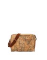 Alviero Martini Prima Classe - Borsa a tracolla media in pelle naturale e tessuto goffrato Geo Classic