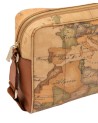 Alviero Martini Prima Classe - Borsa a tracolla media in pelle naturale e tessuto goffrato Geo Classic
