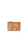 Alviero Martini Prima Classe - Portatessere in pelle naturale e tessuto goffrato con zip Geo Classic